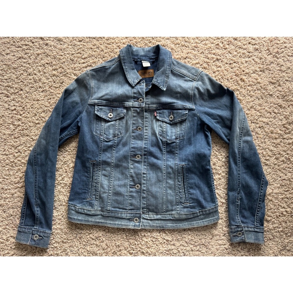 Levi's Trucker Denim Jacket Classic Blue Jean Style Size Womens L